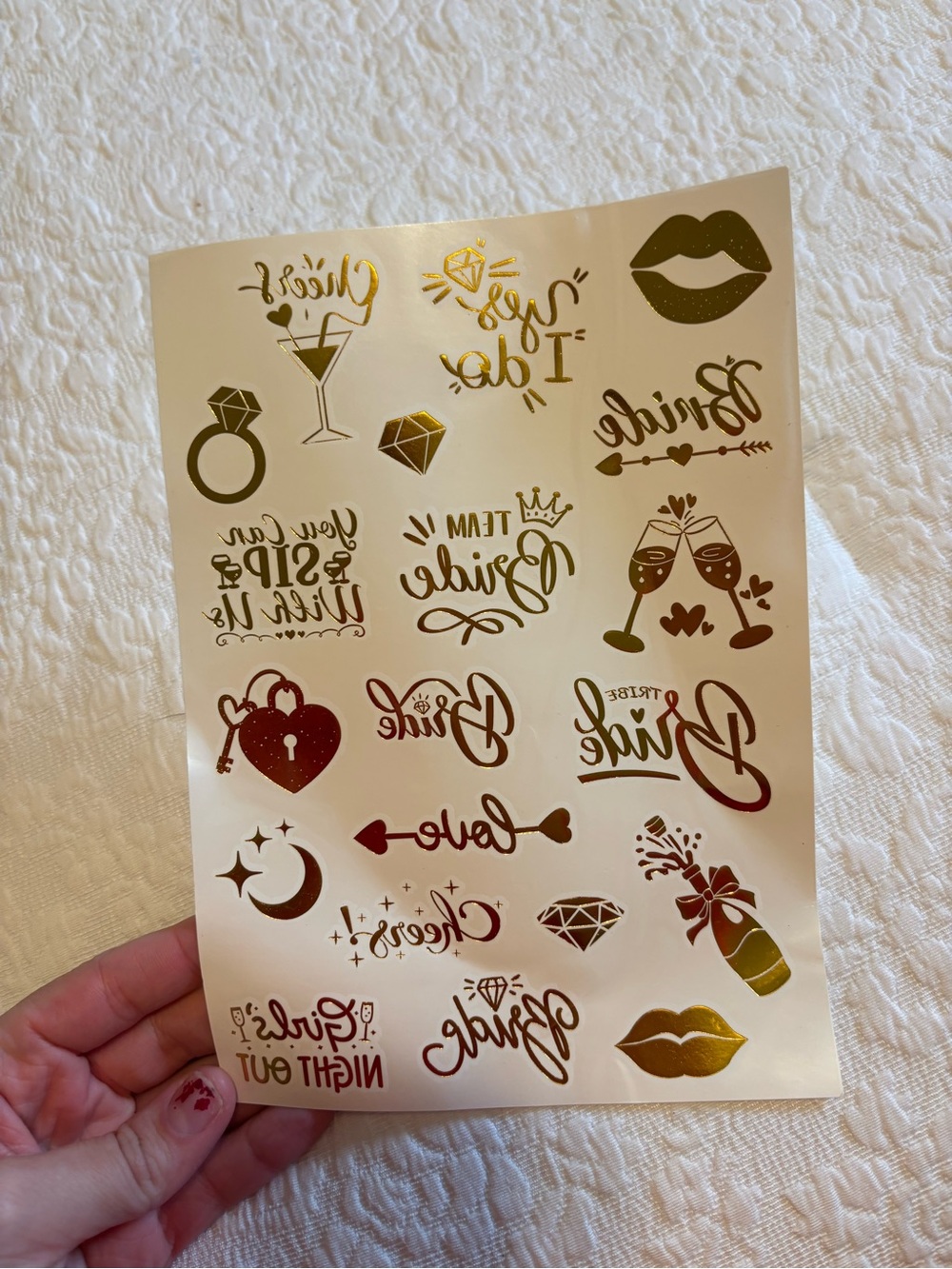 Amazon Gold Bridal Temporary Tattoo Sheet